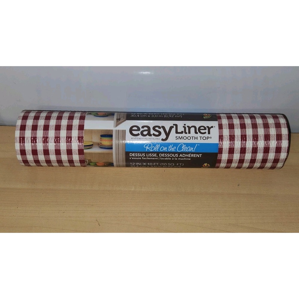 Vtg Duck Brand Easy Liner Smooth Top Shelf‎ Liner-Gingham Red 12 in.x10 ft.~RARE